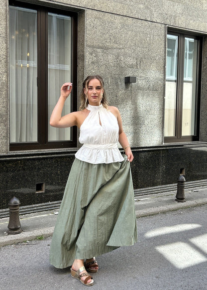 Suknja Nada – Ženska maxi suknja s elastičnim strukom, tri boje