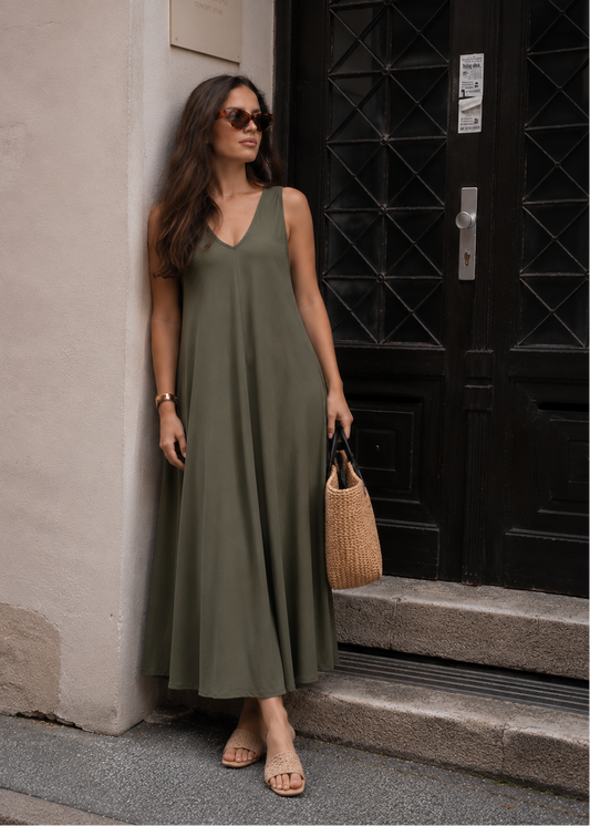 Denita haljina – maslinasto zelena