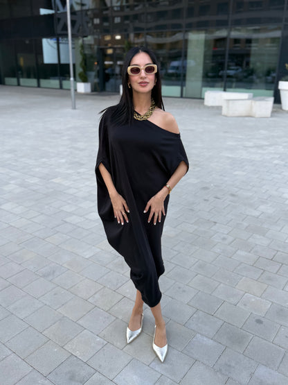 Sandra Purple 100% Cotton Off-Shoulder Dress – Effortless Style & Comfort - ALLURE