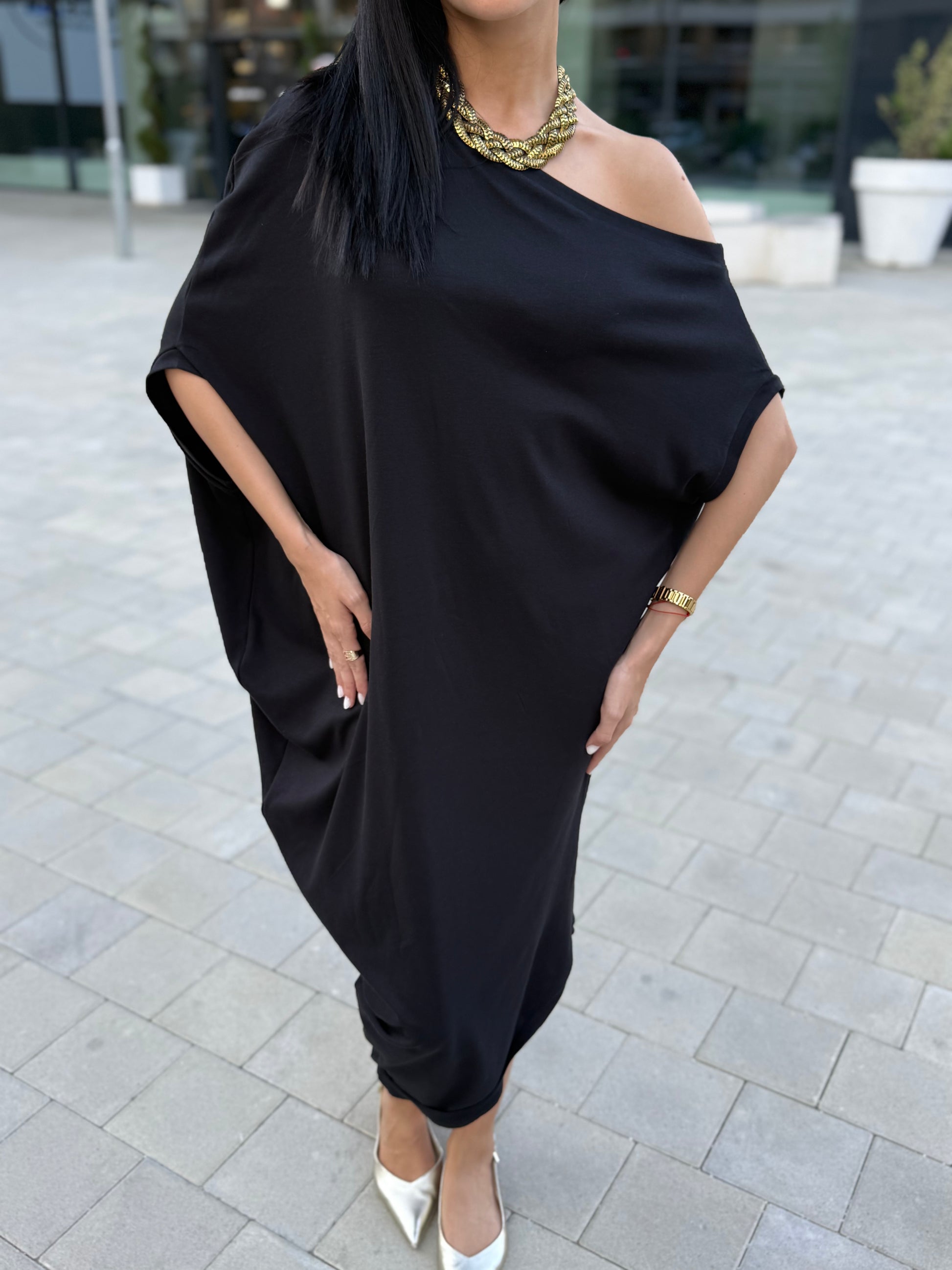 Sandra Purple 100% Cotton Off-Shoulder Dress – Effortless Style & Comfort - ALLURE
