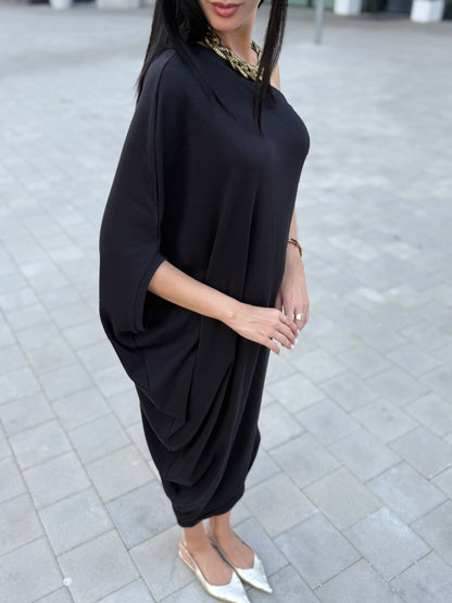 Sandra Purple 100% Cotton Off-Shoulder Dress – Effortless Style & Comfort - ALLURE