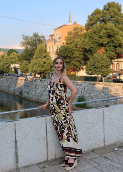 Kimono haljina ornamentalni print – pogled sa strane