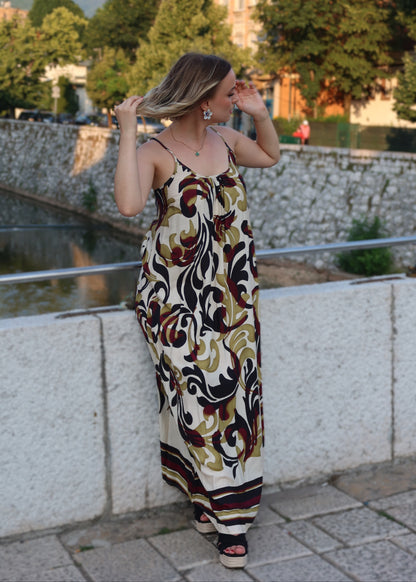 Kimono haljina ornamentalni print – frontalni pogled