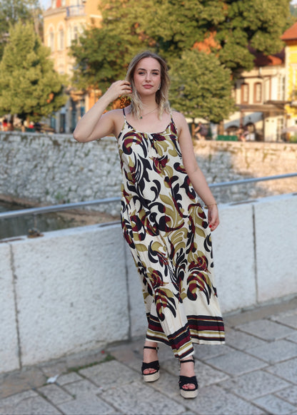 Kimono haljina ornamentalni print – cijeli izgled