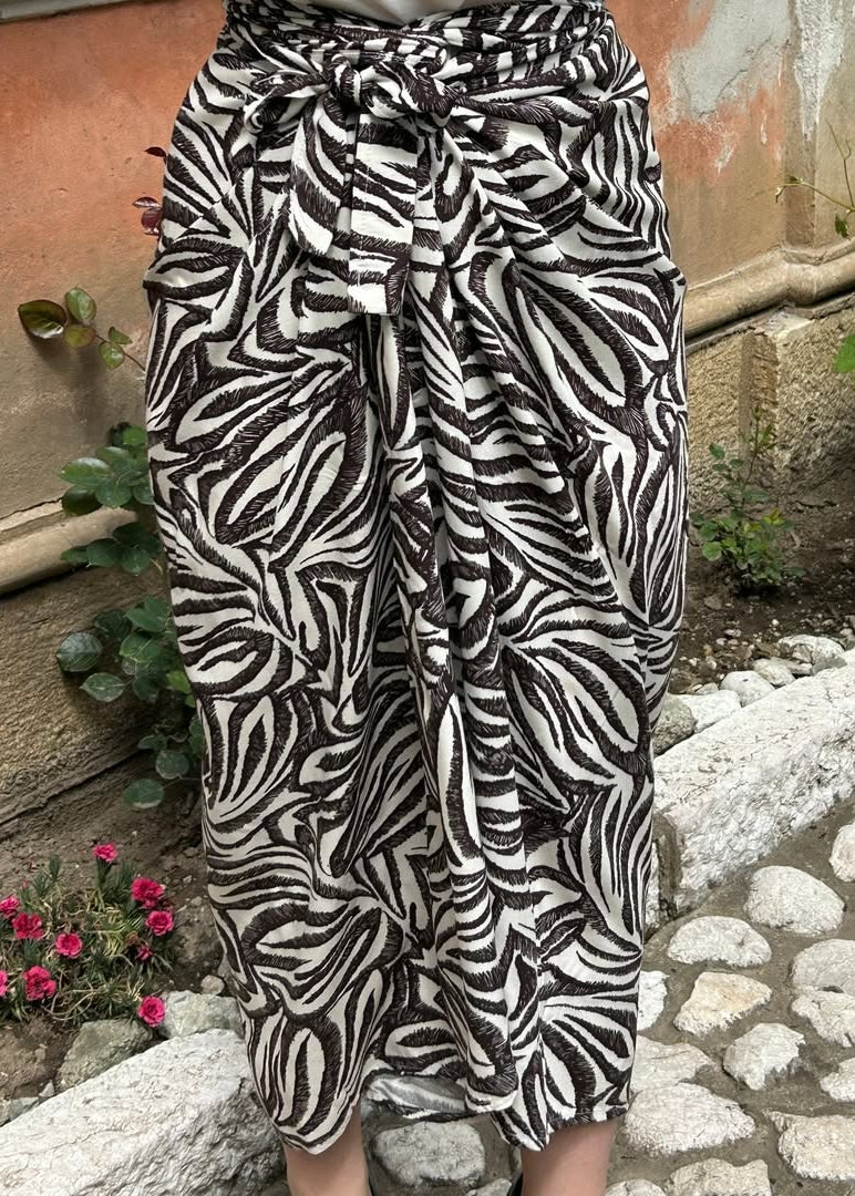 Midi suknja crno-bijeli zebra print, viskoza