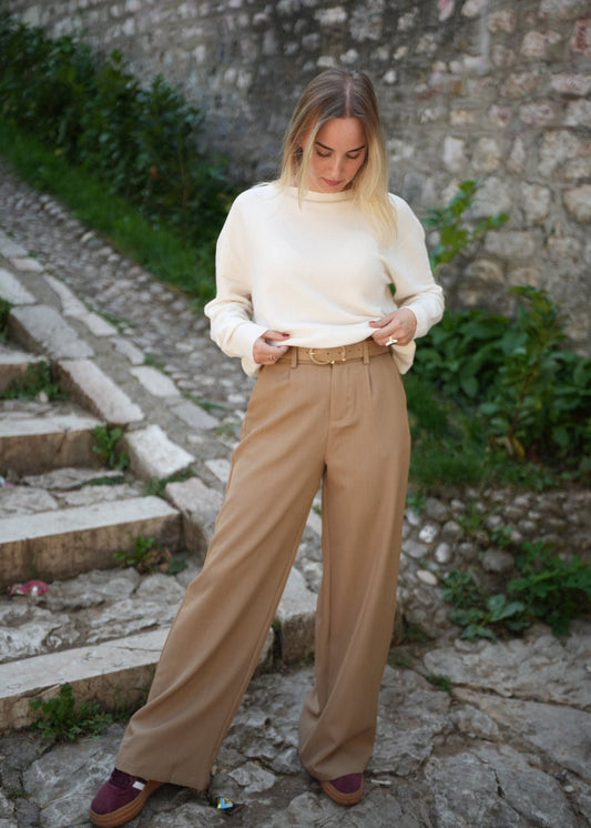 Relaxed fit Cotton & Cashmere Sweater styled