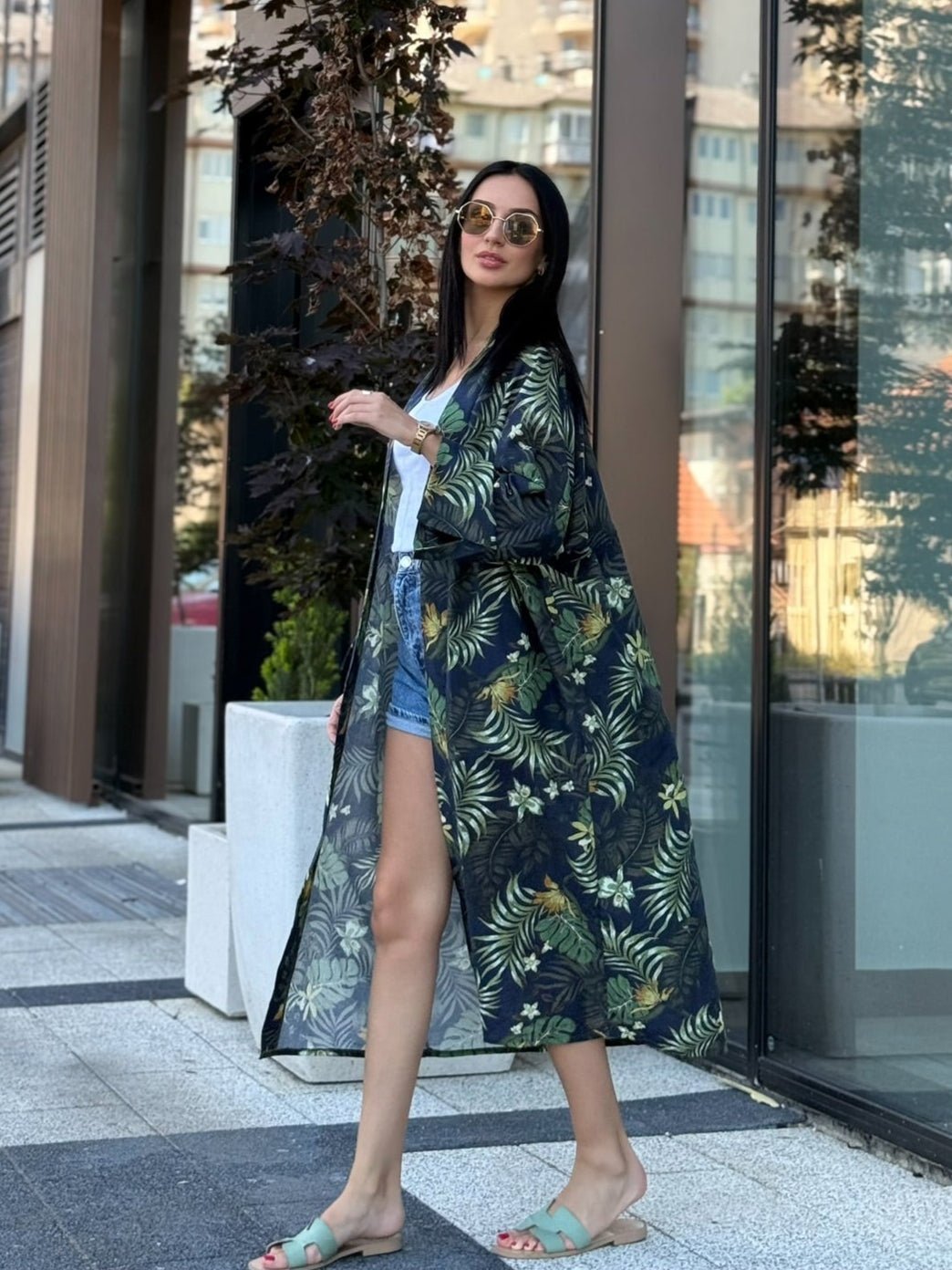 Savanna Print Linen Kimono - Allure Collection - ALLURE