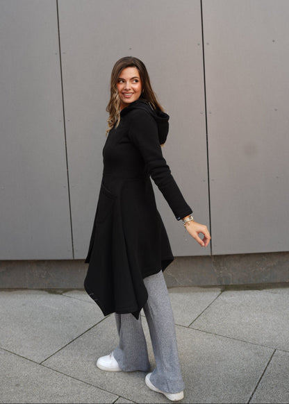 Emina Thermal Asymmetric Hoodie – 90% Cotton Cozy Everyday Style - ALLURE