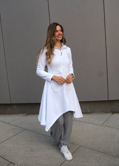 Emina Thermal Asymmetric Hoodie – 90% Cotton Cozy Everyday Style - ALLURE
