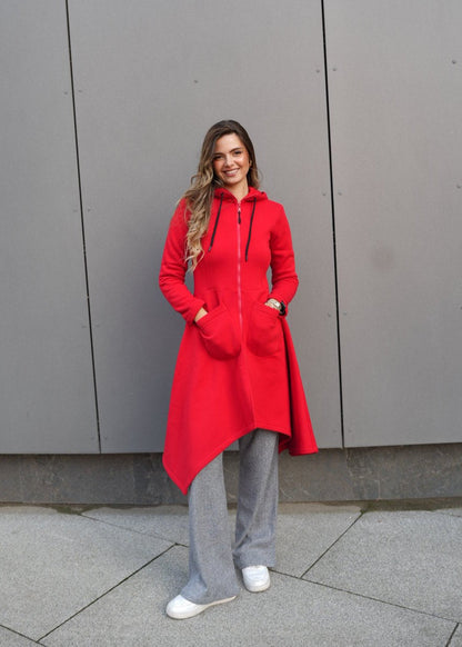 Emina Thermal Asymmetric Hoodie – 90% Cotton Cozy Everyday Style - ALLURE