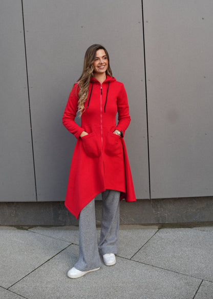 Emina Thermal Asymmetric Hoodie – 90% Cotton Cozy Everyday Style - ALLURE
