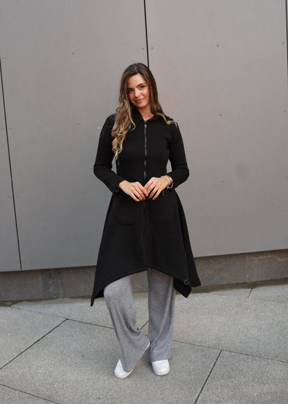 Emina Thermal Asymmetric Hoodie – 90% Cotton Cozy Everyday Style - ALLURE