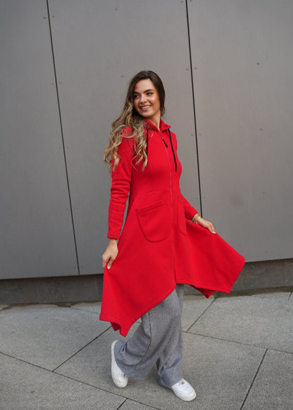 Emina Thermal Asymmetric Hoodie – 90% Cotton Cozy Everyday Style - ALLURE