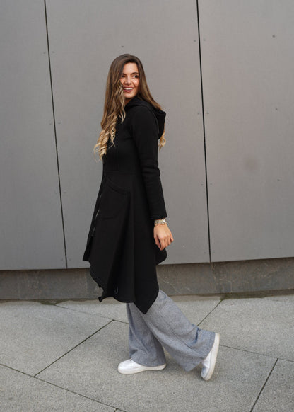 Emina Thermal Asymmetric Hoodie – 90% Cotton Cozy Everyday Style - ALLURE