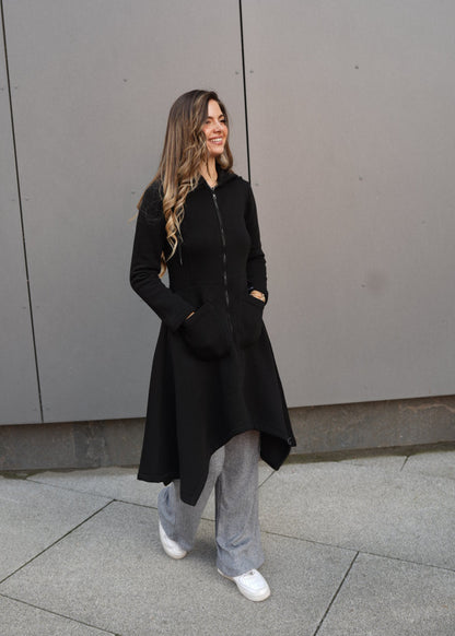 Emina Thermal Asymmetric Hoodie – 90% Cotton Cozy Everyday Style - ALLURE