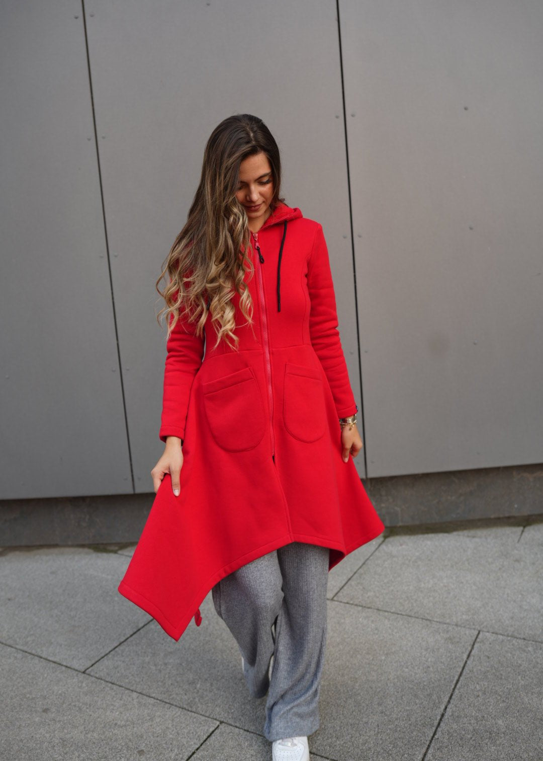 Emina Thermal Asymmetric Hoodie – 90% Cotton Cozy Everyday Style - ALLURE