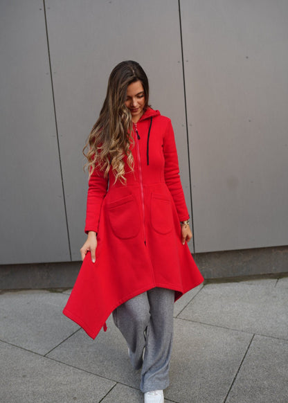 Emina Thermal Asymmetric Hoodie – 90% Cotton Cozy Everyday Style - ALLURE