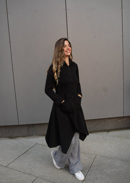 Emina Thermal Asymmetric Hoodie – 90% Cotton Cozy Everyday Style - ALLURE