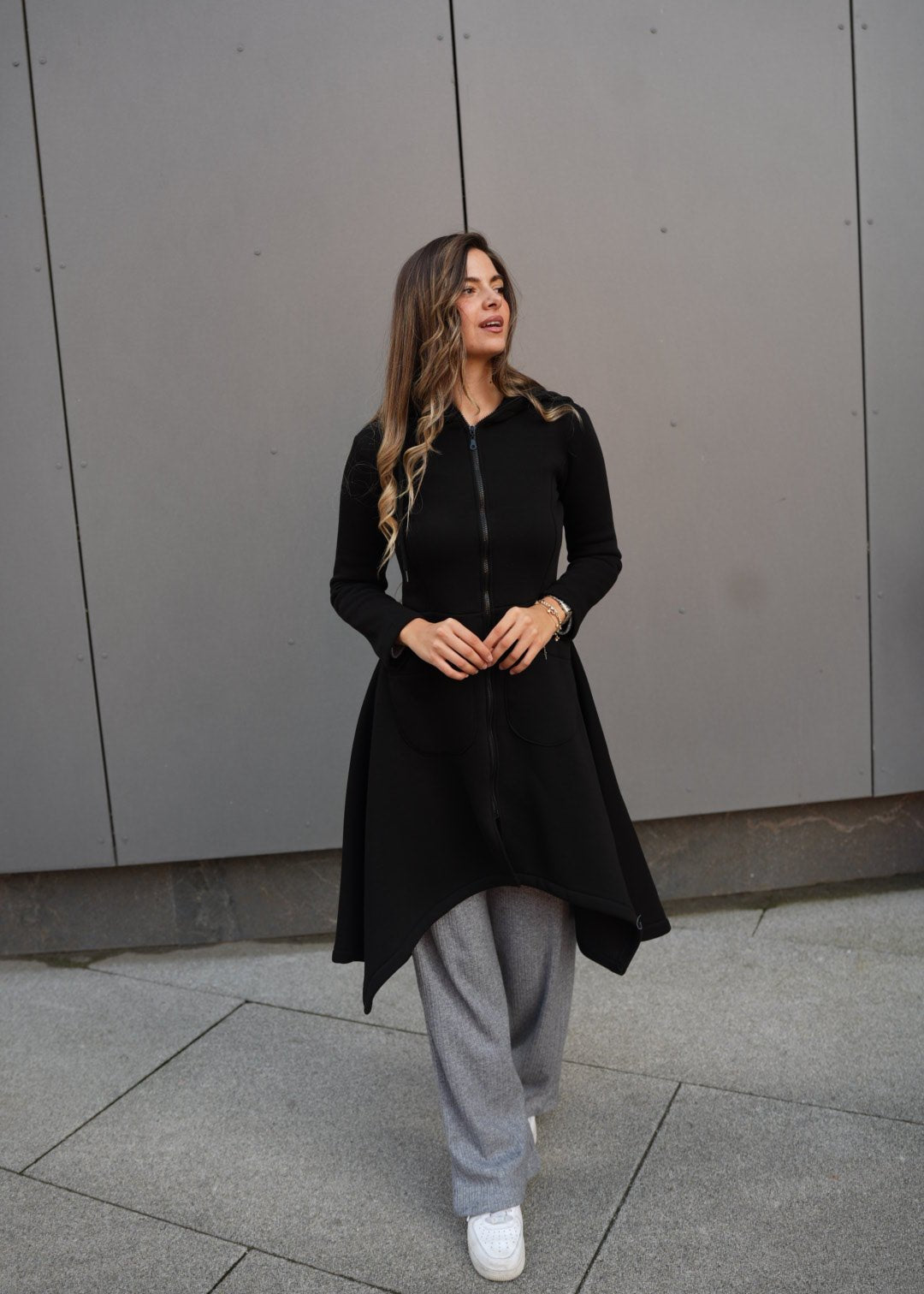 Emina Thermal Asymmetric Hoodie – 90% Cotton Cozy Everyday Style - ALLURE