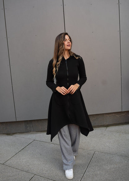 Emina Thermal Asymmetric Hoodie – 90% Cotton Cozy Everyday Style - ALLURE