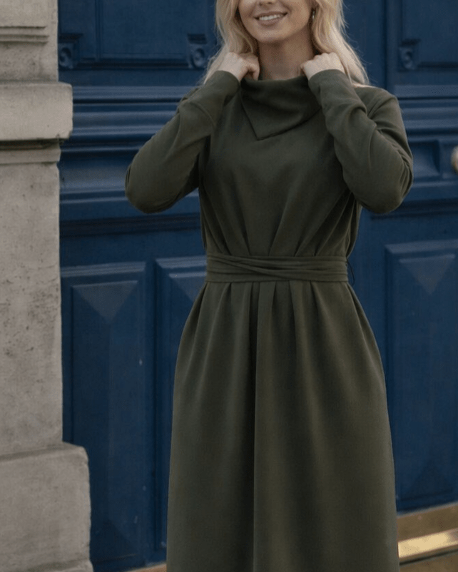 anita midi dress Anita Midi Dress with Elegant Draped Neckline