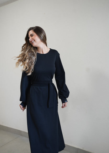 Irma Long Black Cotton Dress – 90% Cotton Timeless Everyday Elegance - ALLURE