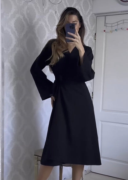 Midi Black Dress "Sany" - ALLURE