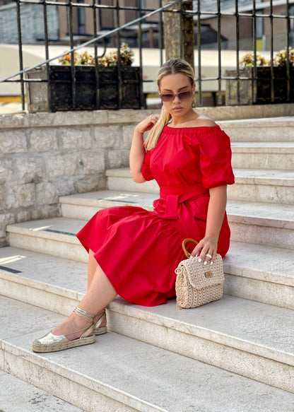 Off Shoulder Ruffle Dress "Amela" - ALLURE
