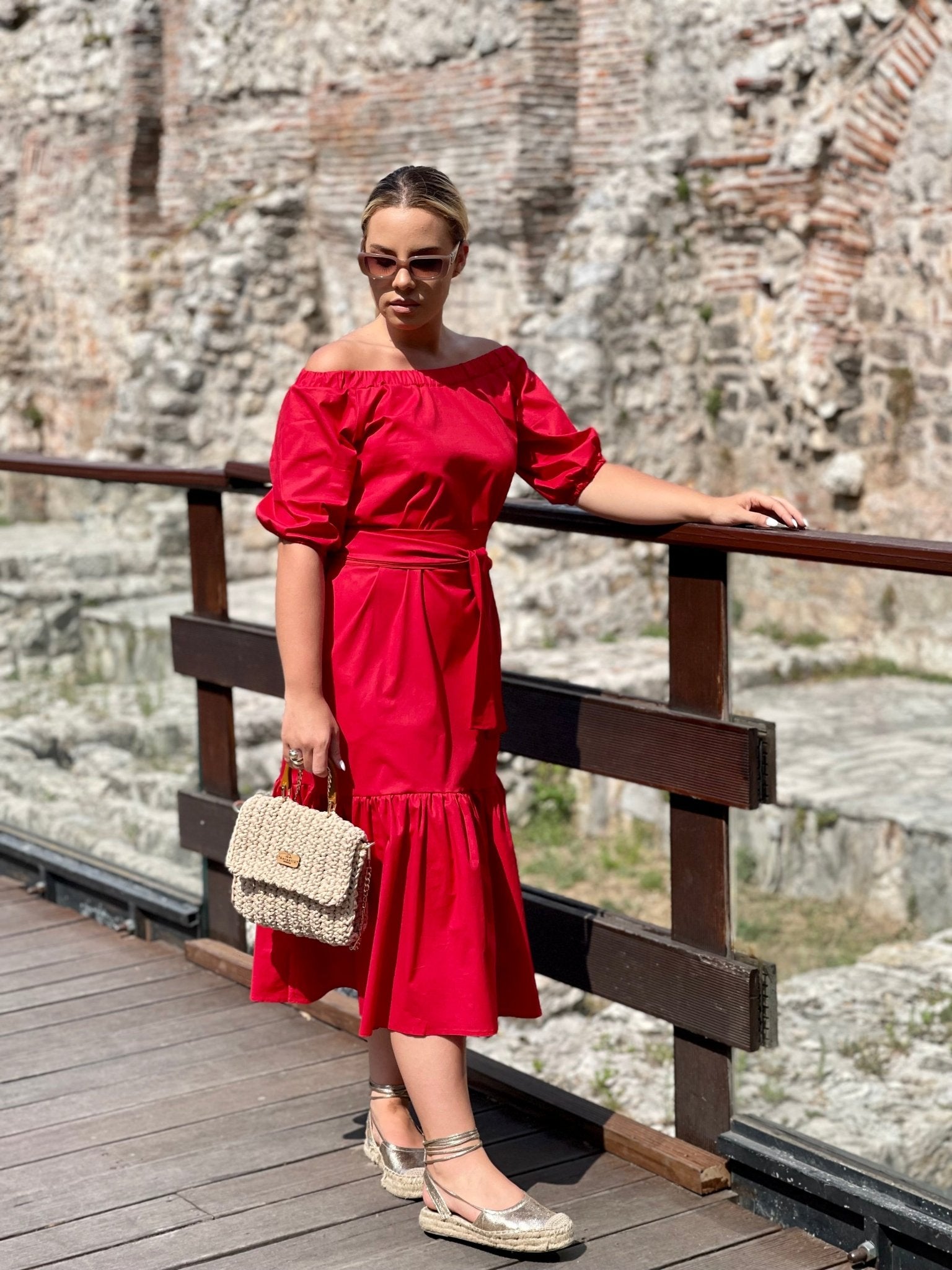 Off Shoulder Ruffle Dress "Amela" - ALLURE