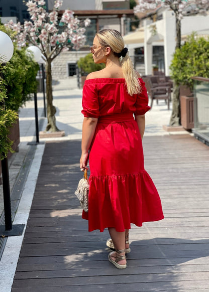 Off Shoulder Ruffle Dress "Amela" - ALLURE