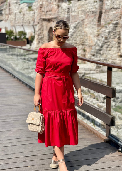 Off Shoulder Ruffle Dress "Amela" - ALLURE