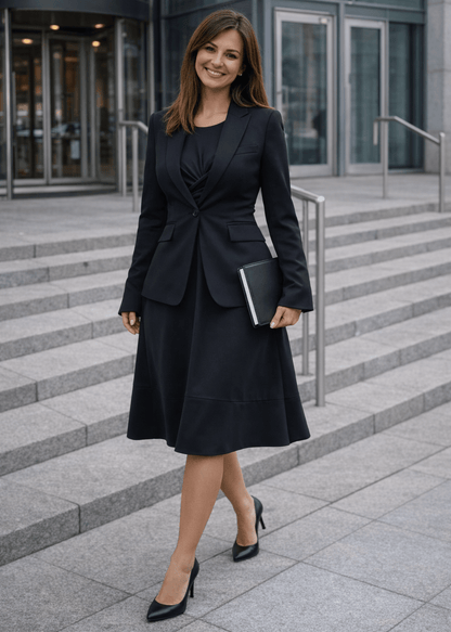 Olga midi haljina sa detaljem u struku i rukavima - ALLURE
