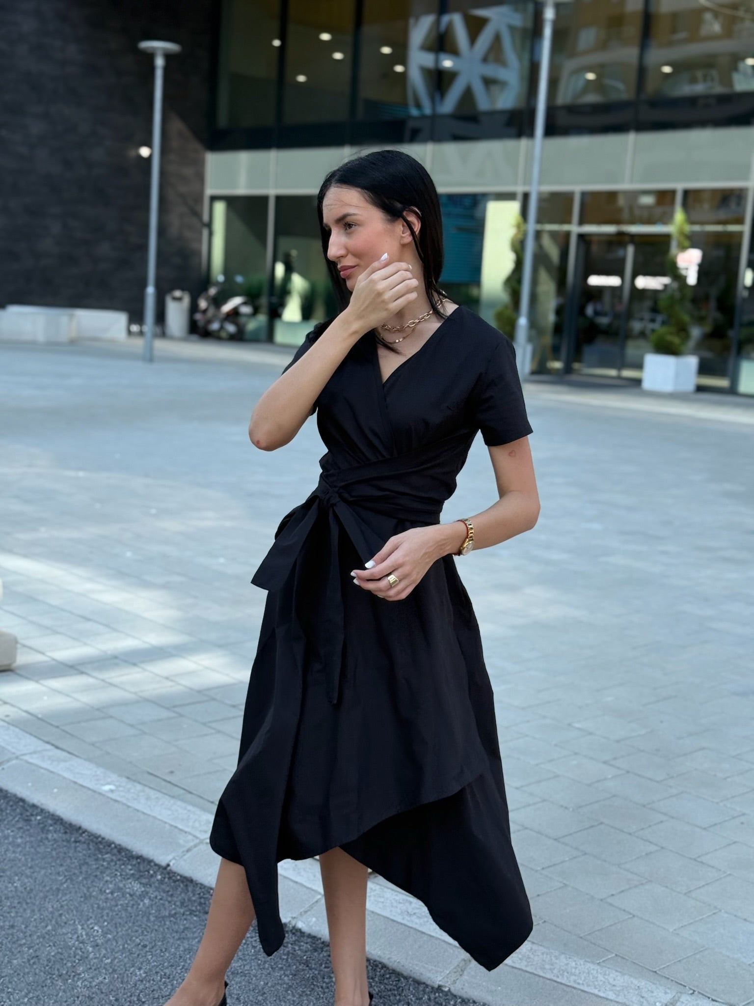 Rio Red Cotton Blend Wrap Dress – Timeless Elegance & Comfort - ALLURE