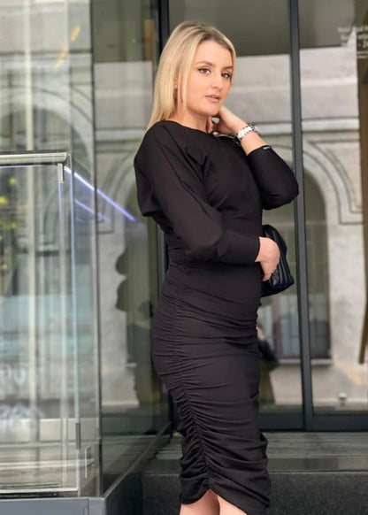 Side - Pleat Midi Dress "Ina" - ALLURE