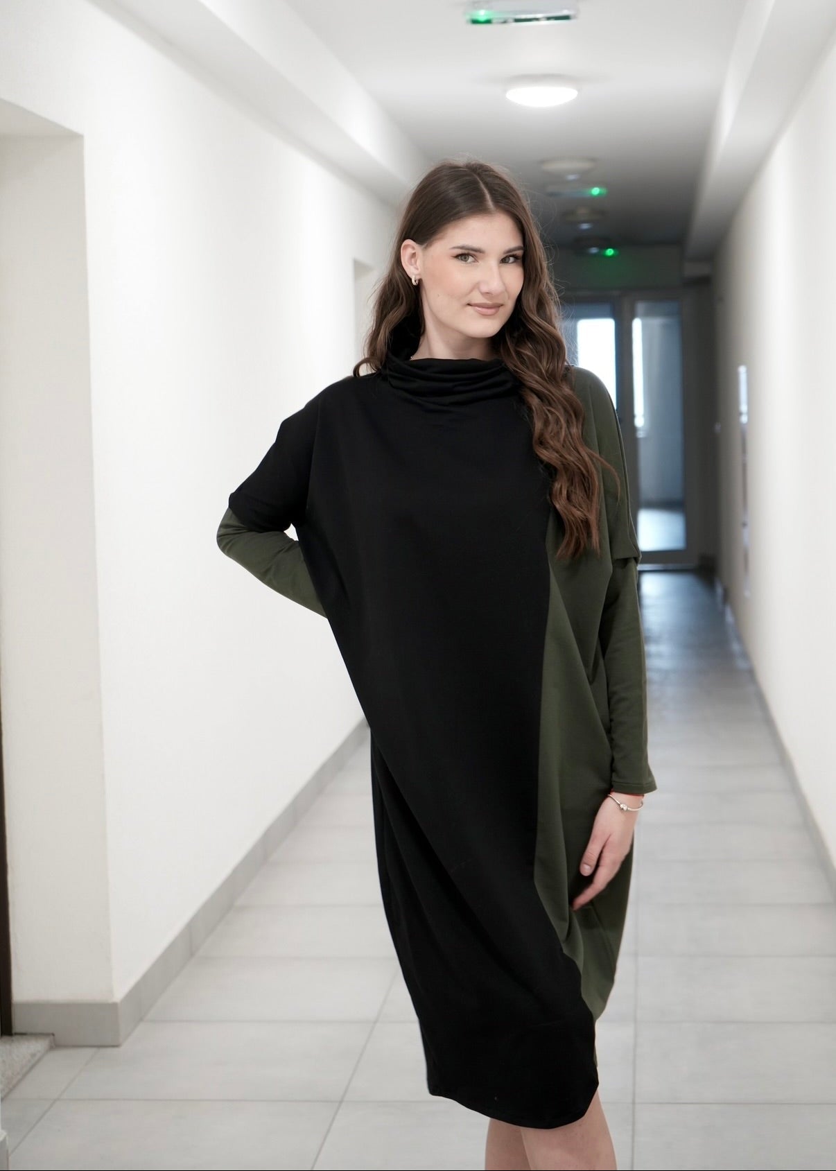 Tanja Cotton Dress in Two - Tone Color Design - ALLURE