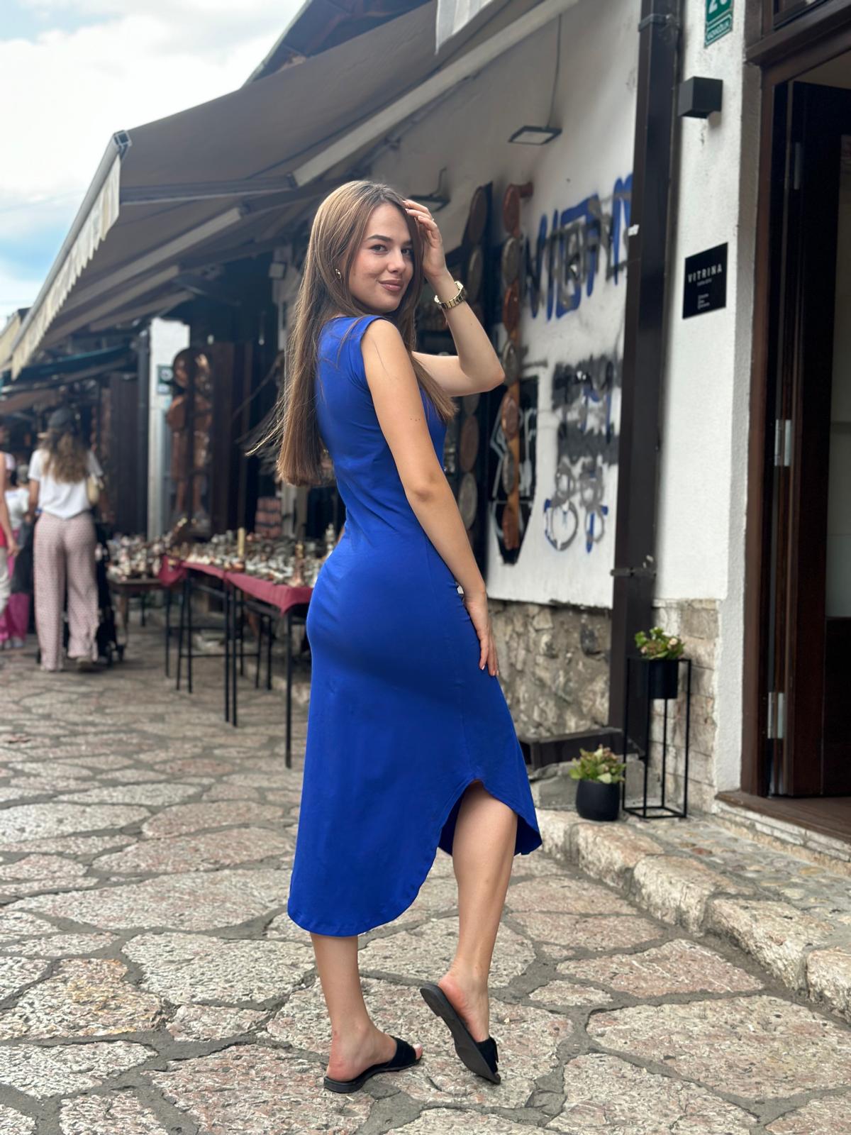 Uska Midi Haljina Bez Rukava – Crna, Zelena, Narančasta - ALLURE