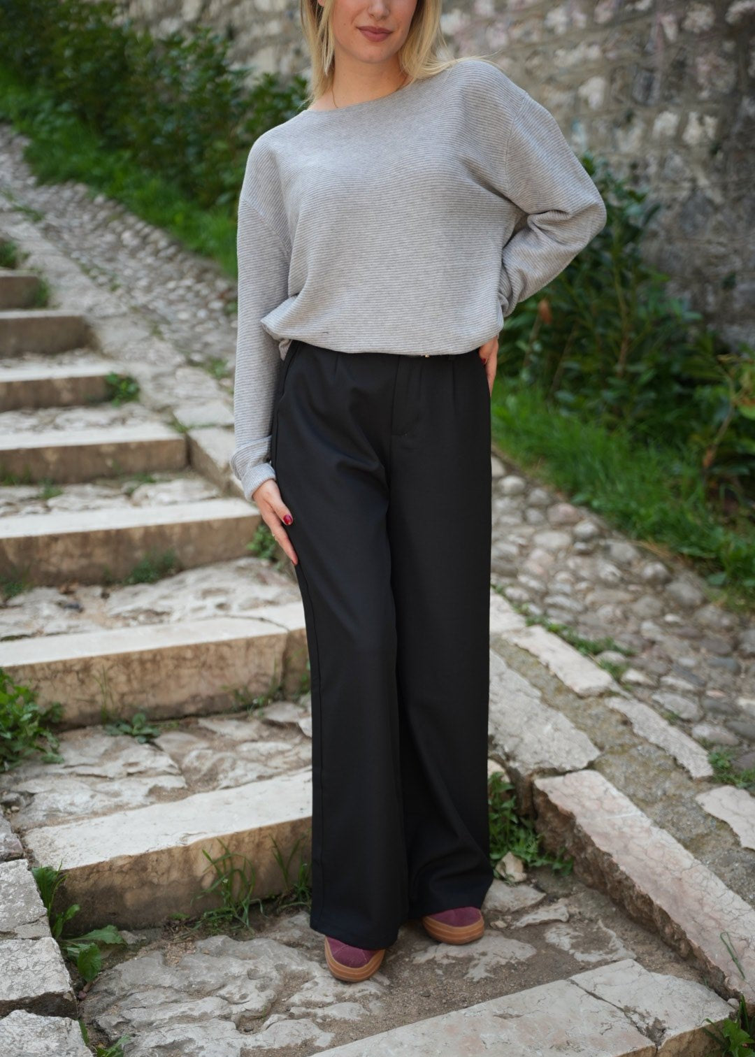 Relaxed fit Cotton & Cashmere Sweater styled