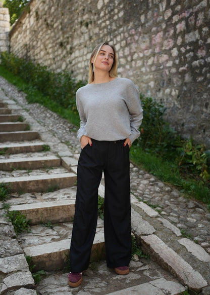 Relaxed fit Cotton & Cashmere Sweater styled