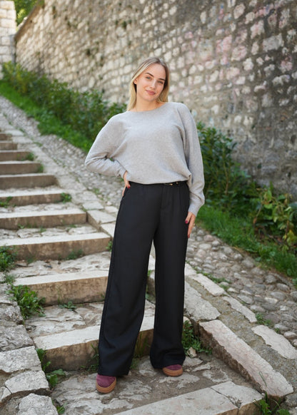Relaxed fit Cotton & Cashmere Sweater styled