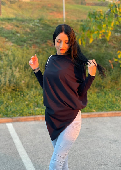Asymmetric Round Neck Shirt "Spic" - ALLURE