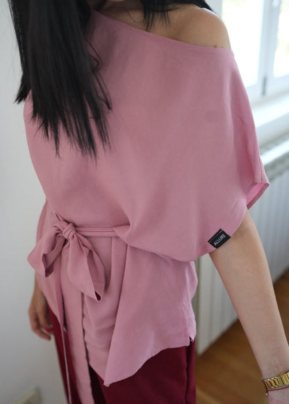 Elara Tie - Waist Blouse in Dusty Rose - ALLURE