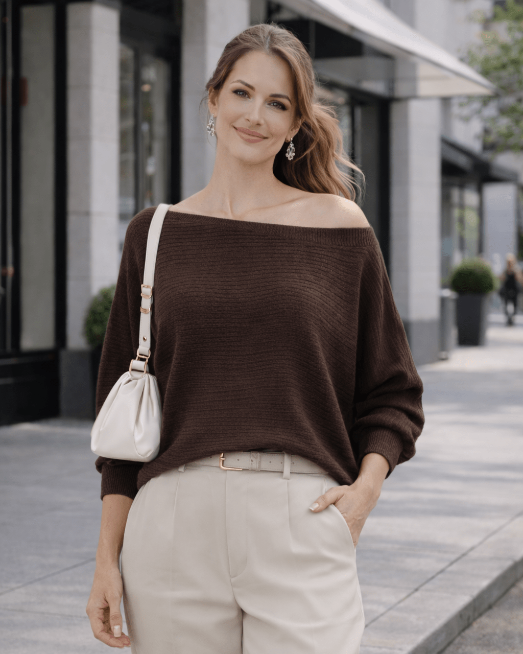 Elegantni pleteni džemper sa širokim izrezom - ALLURE