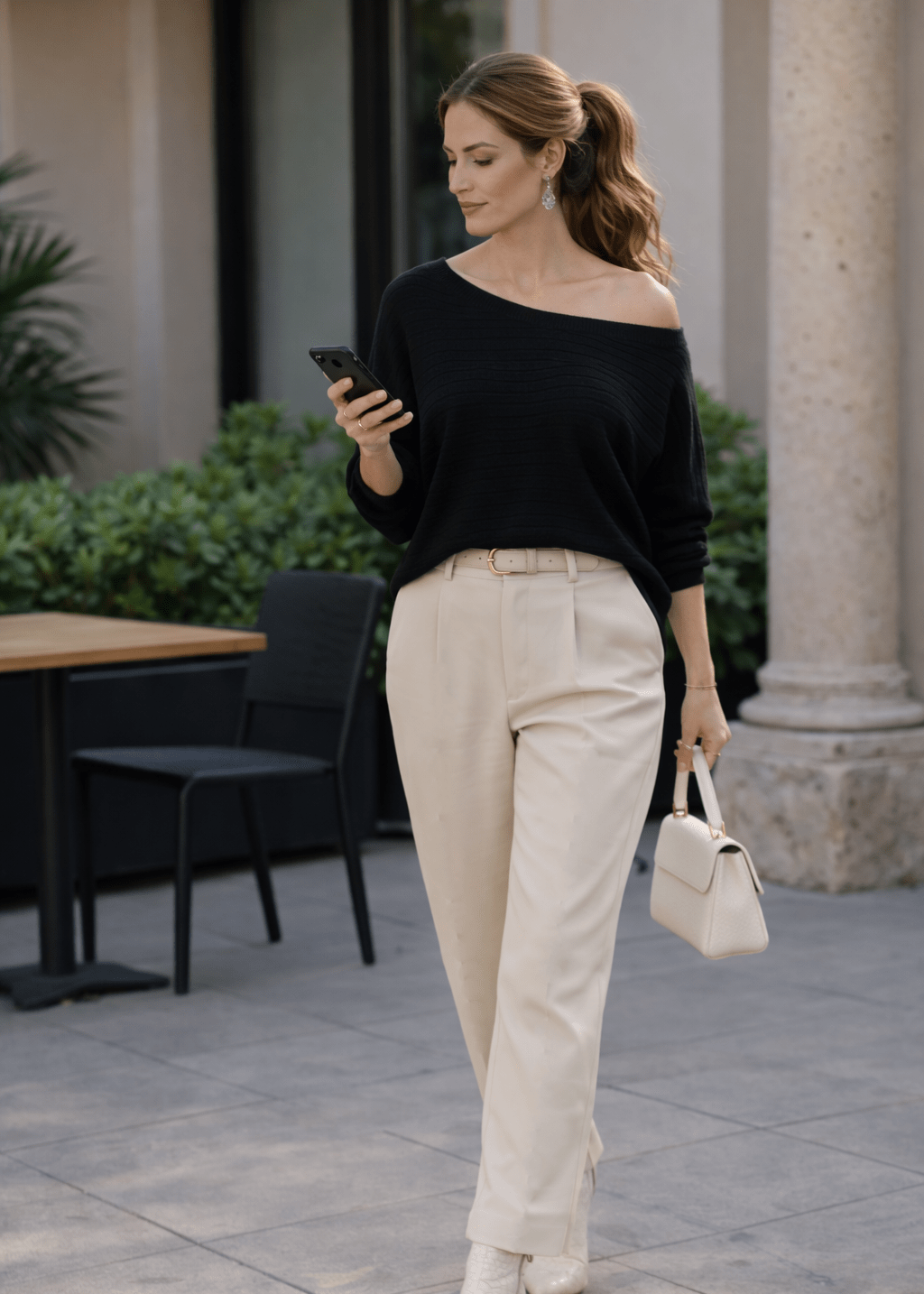 Elegantni pleteni džemper sa širokim izrezom - ALLURE