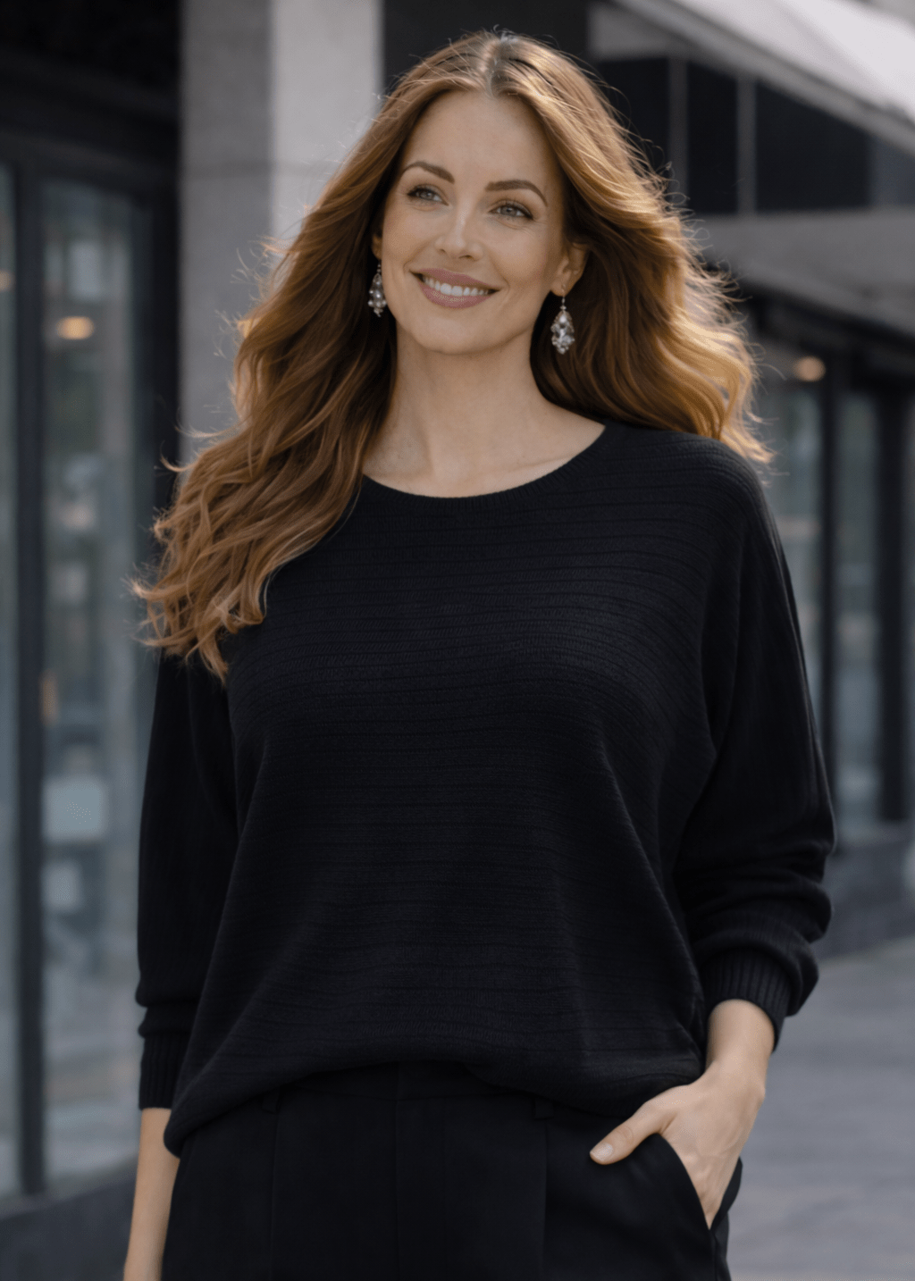 Elegantni pleteni džemper sa širokim izrezom - ALLURE