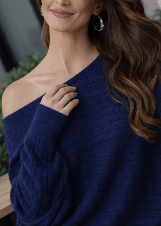 Elegantni pleteni džemper sa širokim izrezom - ALLURE