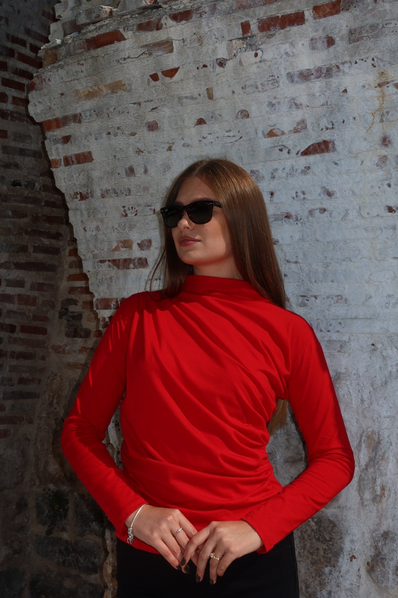 Merisa Long Sleeve Ruched Cotton Top – Available in Multiple Colors - ALLURE