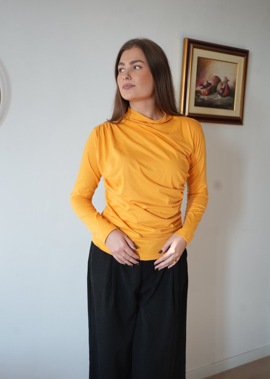 Merisa Long Sleeve Ruched Cotton Top – Available in Multiple Colors - ALLURE