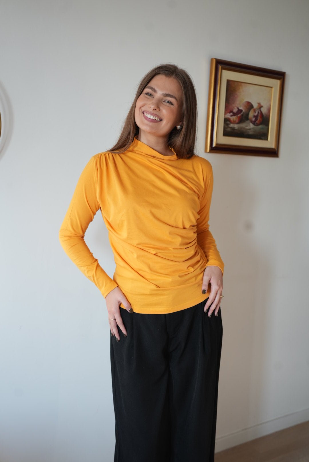 Merisa Long Sleeve Ruched Cotton Top – Available in Multiple Colors - ALLURE