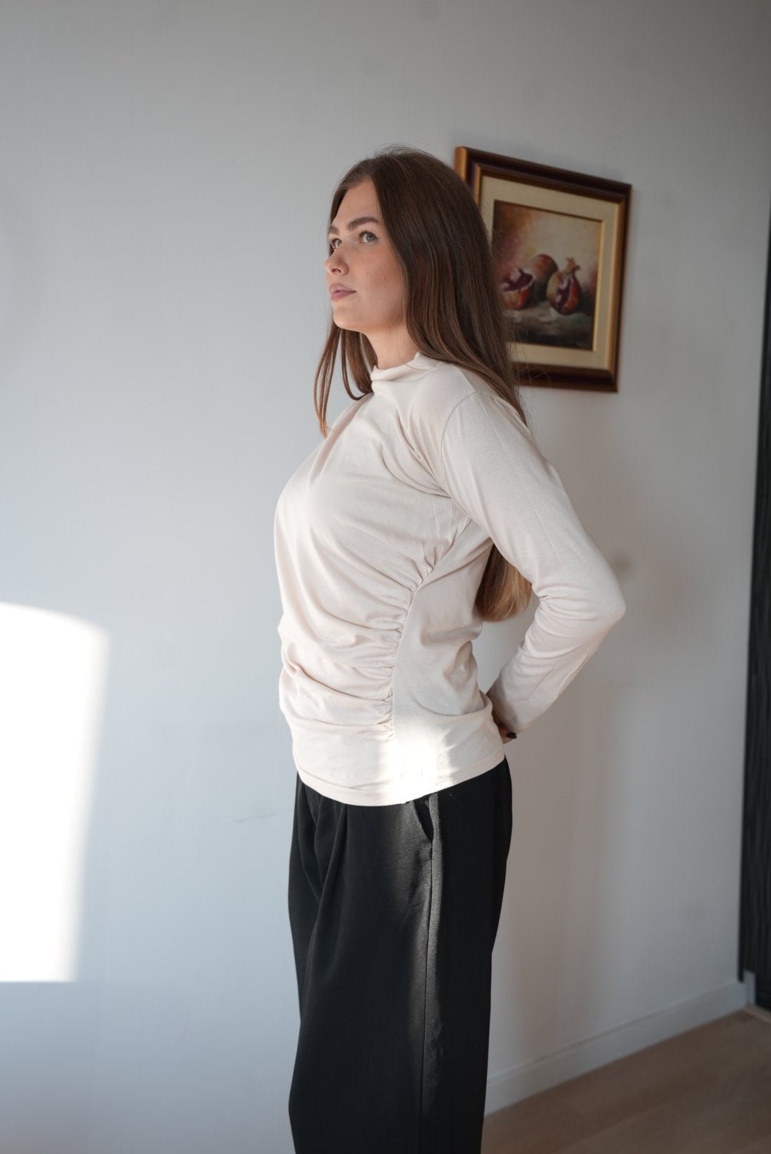 Merisa Long Sleeve Ruched Cotton Top – Available in Multiple Colors - ALLURE