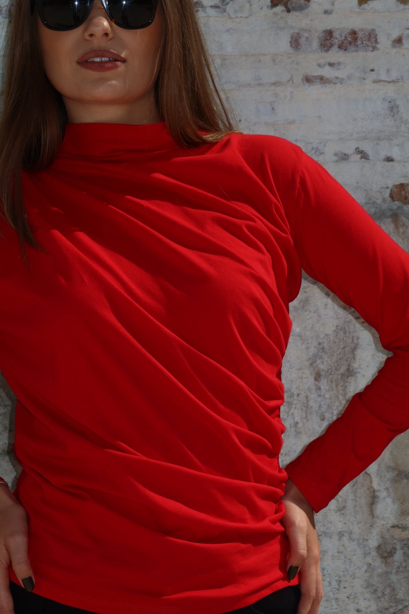 Merisa Long Sleeve Ruched Cotton Top – Available in Multiple Colors - ALLURE